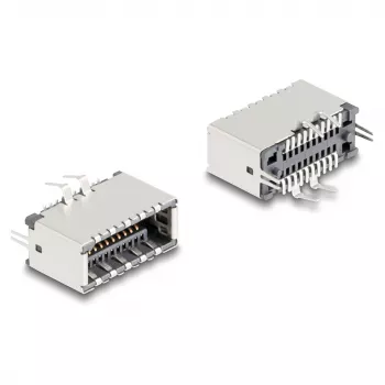 DeLOCK 67193 vadu savienotājs USB Type-E Melns Sudraba Sieviešu