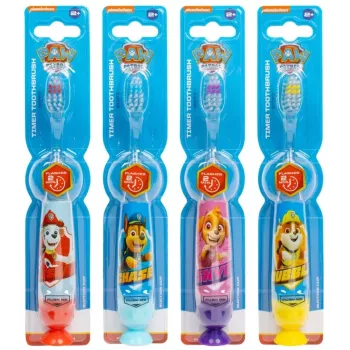 Bērnu Paw Patrol mirgojošo zobu suku komplekts ar piesūcekņa vāciņu, 4 gab., jauktas krāsas