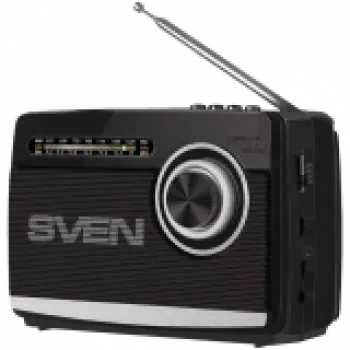 Skaļrunis SVEN SRP-155, melns (3W, Bluetooth, FM/AM/SW, USB, microSD, lukturītis, akumulators)
