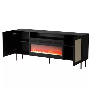 JUTA EF kumode + electric kamīns 202x39.5x85 melns + linol calabria