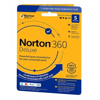 Norton 360 Deluxe | 5 ierīcēm | 1 gads | 50 Gb mākoņkrātuve | ES | BEZ ABONEMENTA |