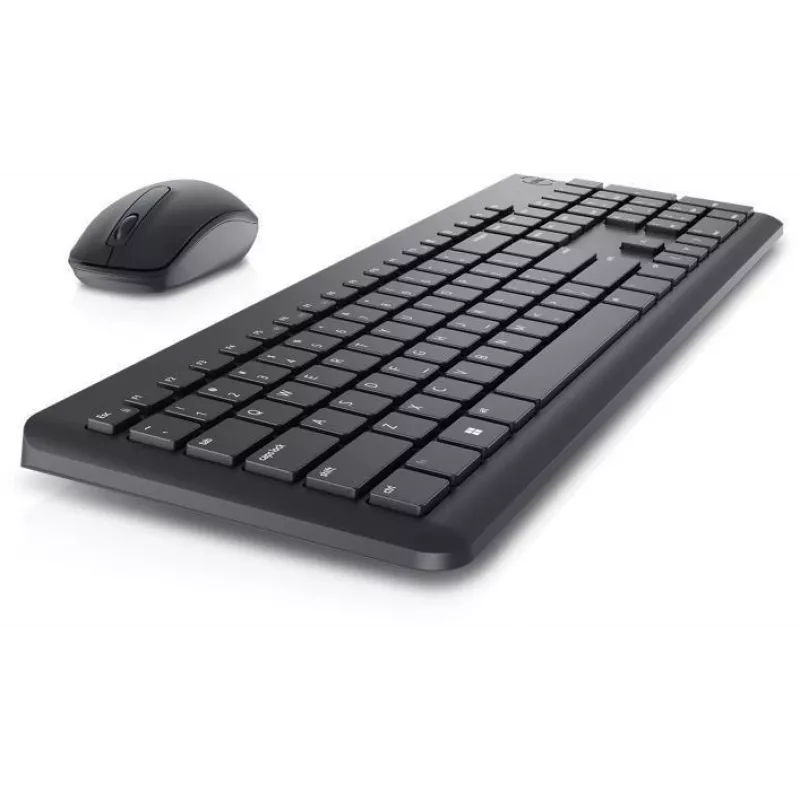 Bezvadu tastatūras un peles komplekts Dell KM3322W Melns — kompakts izkārtojums, bezvadu savienojums, iekļautas baterijas