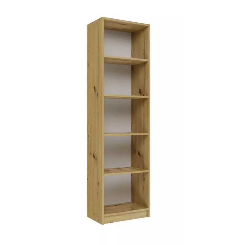 Biroja grāmatu skapis top e shop R50 ARTISAN — Ozola apdare, 5 plaukti, skaidu plātnes karkass