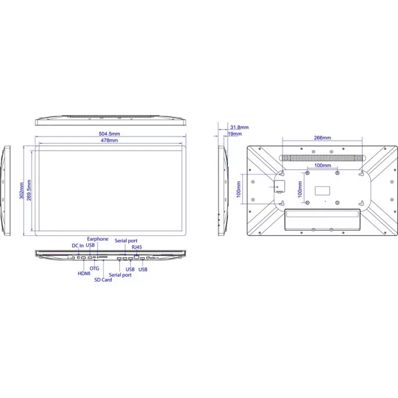 Monitor ALLNET Touch Display Tablet PoE 21 collas RK3399 Android 11 4GB 16GB Pro-Series