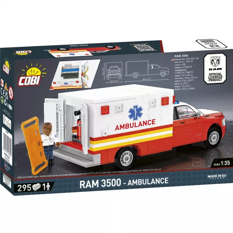 Konstruktora rotaļlieta Cobi RAM 3500 ātrās palīdzības auto modelis 24609 celtniecības bloku komplekts