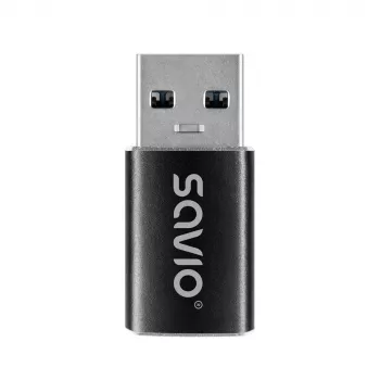 Savio AK-81 video kabeļa adapteris USB Type-C USB Type-A melns