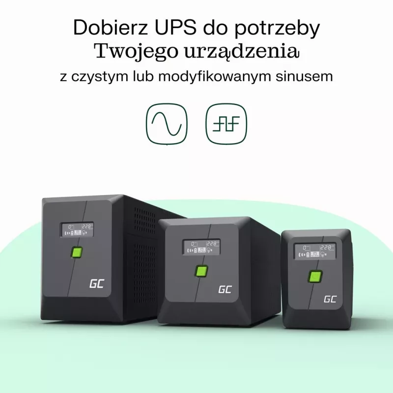 Nepārtrauktās barošanas avots zaļa Cell UPSLP480 0,75 kVA (480 W) 4 maiņstrāvas kontaktligzdas, 2×12 V 7 Ah VRLA, tornis, AVR