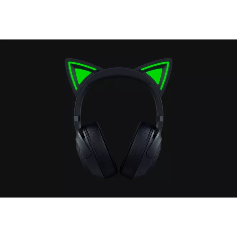 Austiņas Razer Kraken Kitty V2 BT — Bezvadu Bluetooth, apkārtauss, galvas stīpa, 20–20000 Hz, 325 g, melnas