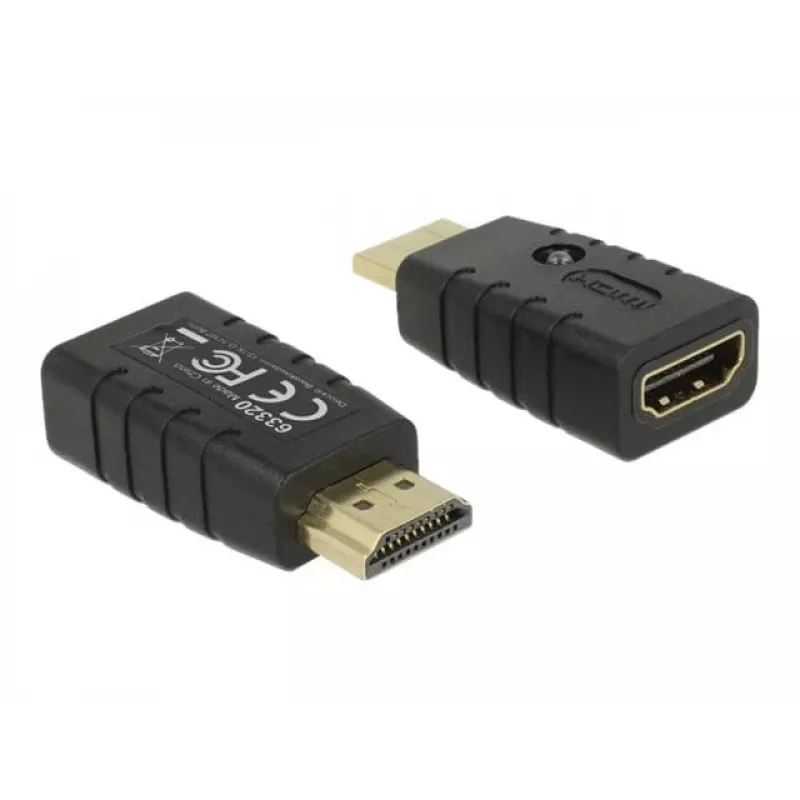 Adapter HDMI (spraudnis) > HDMI (ligzda), EDID emulators (melns)