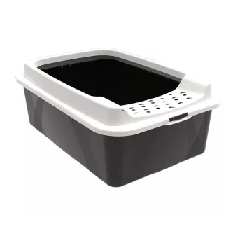 Atvērta kaķu tualete rotho Bonnie Cat 572×393×209 mm, tehnopolimērs, 30 L, melns/pelēks