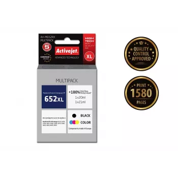 Activejet AH-M652RX tinte (HP 652 F6V25AE/F6V24AE aizstājējs; Premium; 1 x 20 ml, 1 x 21 ml; melna, krāsaina)