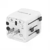 Universāls ceļojumu strāvas adapteris GEMBIRD TPA-INT-01-W — ieeja 100–250 V, G tipa kontaktdakša, kompakti izmēri 84×56×85 mm