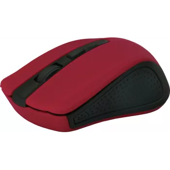 Bezvadu optiskā pele DEFENDER MM-935 RF — piemērota abām rokām, 1600 DPI, sarkana, RF USB uztvērējs, AAA baterijas