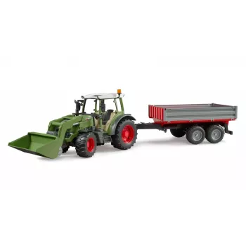 Rotaļu traktors BRUDER Fendt Vario 211 ar priekšējo iekrāvēju un sānu piekabi