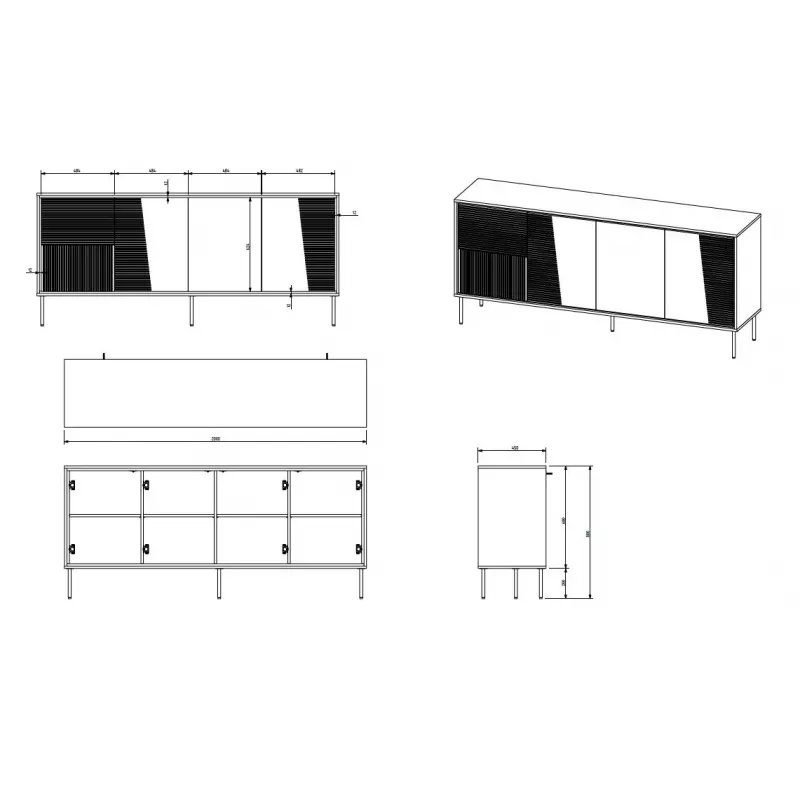 4D ABI kumode 200x45x88 matēts balts
