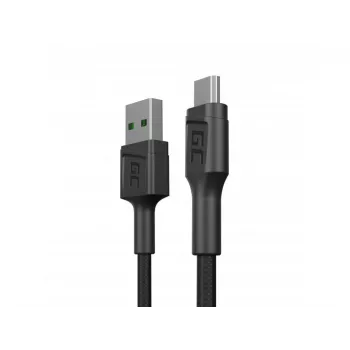 USB 2.0 kabelis zaļa Cell KABGC23, USB A uz Micro-USB B, 0,3 m, melns