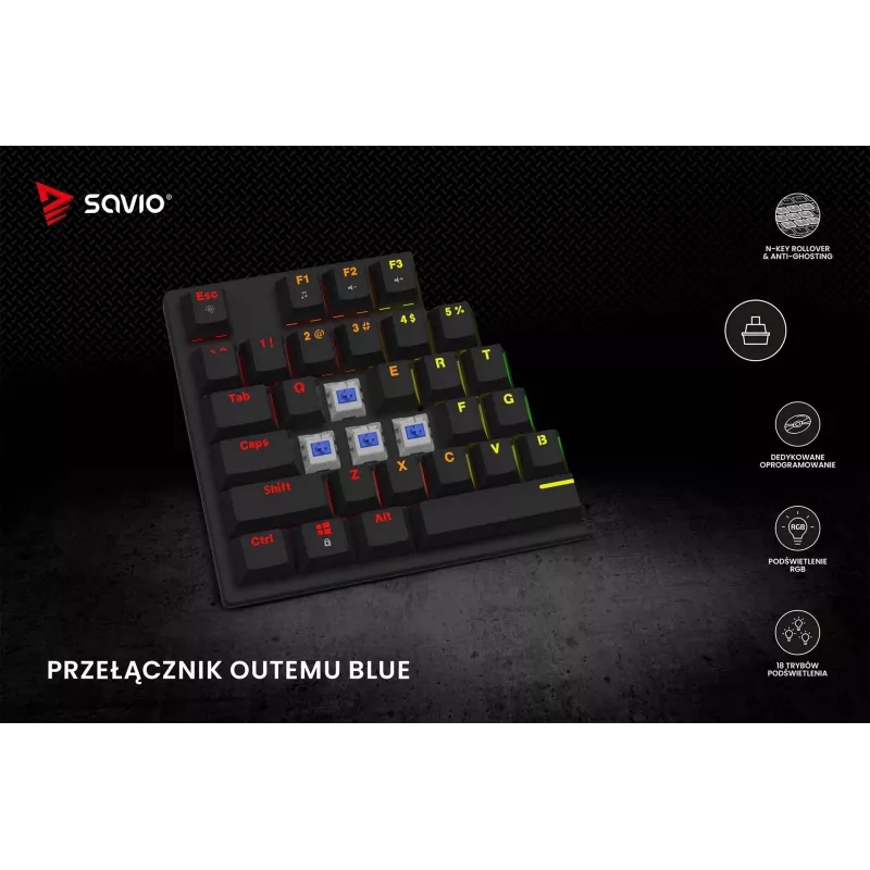 Mehāniskā tastatūra RGB Tempest X2 Outemu Blue Savio Savgk-tempest X2 Bl