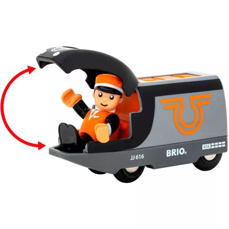 Pasažieru vilciens BRIO 63604700 oranži-melns, koka rotaļu vilciena komplekts, saderīgs ar BRIO sliedēm