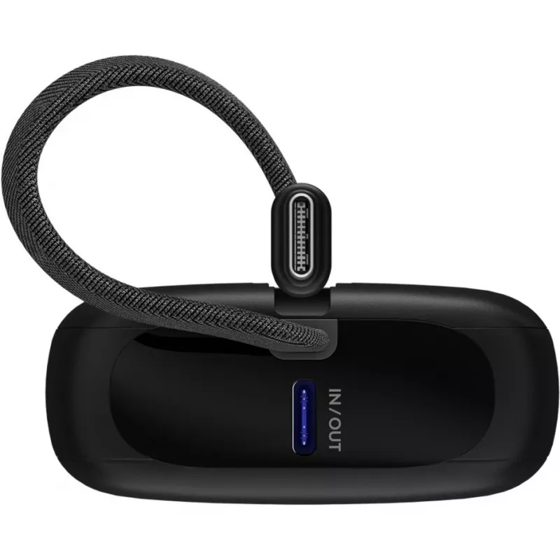 Pārnēsājams ārējais akumulators Goobay 10 000 mAh ar iebūvētu USB-C kabeli — 20 W kompakts ceļojumiem (76251)