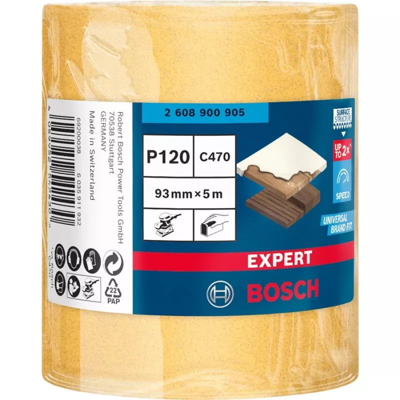 Bosch Expert C470 slīpēšanas rullis, Abrazīvs rullis, Smalkgraudains, P120, Apdares darbi, Krāsas noņemšana, Koks, Sausā slīpēšana