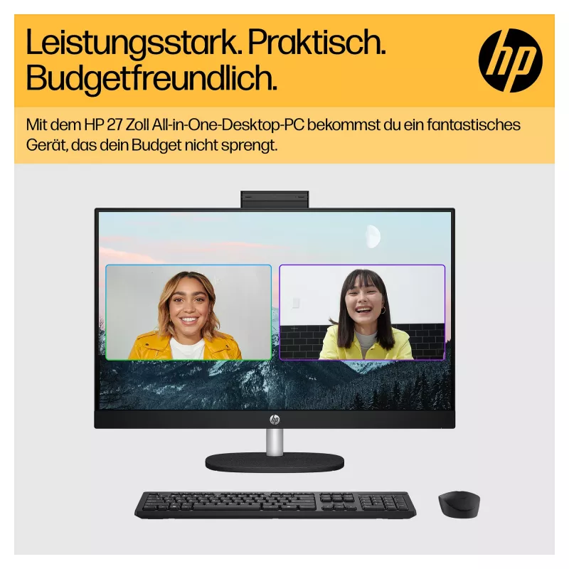 HP 27-cr0471ng - Viss-vienā (pilnīgs risinājums) - Ryzen 7 7730U - RAM 16 GB - SSD 512 GB - NVMe - Radeon Graphics - 1GbE, Wi-Fi 6, Bluetooth - WLAN: 802.11a/b/g/n/ac/ax, Bluetooth