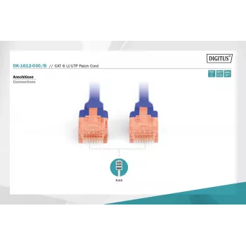 Digitus DK-1612-030/B RJ45 tīkla kabelis, savienojuma kabelis CAT 6 U/UTP B