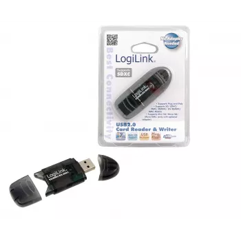 Karšu lasītājs LOGILINK CR0007 USB 2.0 SD/MMC, melns, līdz 480 Mbit/s