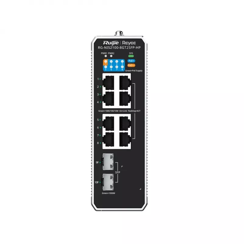 Ruijie Networks RG-NIS2100 Managed L2 Gigabit Ethernet (10/100/1000) Power over Ethernet (PoE) melns, nerūsējošais tērauds