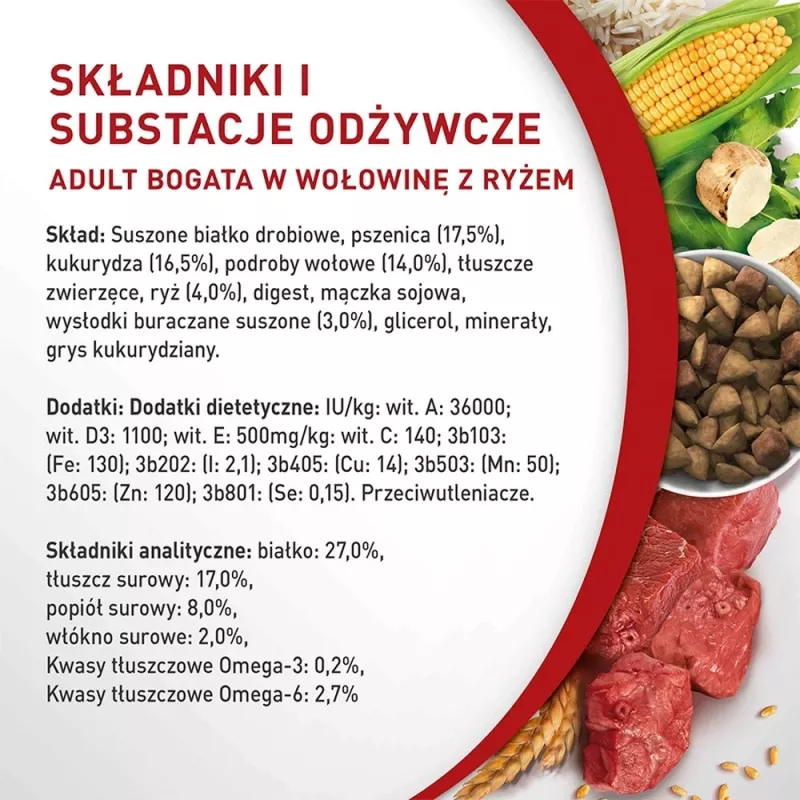 Sausā suņu barība Purina Nestle Mini Adult Beef & Rice 800 g — sausi grauzdiņi maziem pieaugušiem suņiem, 27% olbaltumvielu, 17% tauku