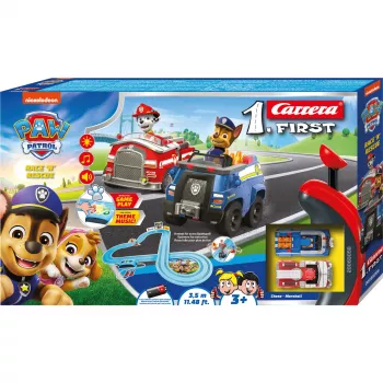 CARRERA sacīkšu trase First Paw Patrol Race N Rescue 3,5 m – slotu auto trases komplekts