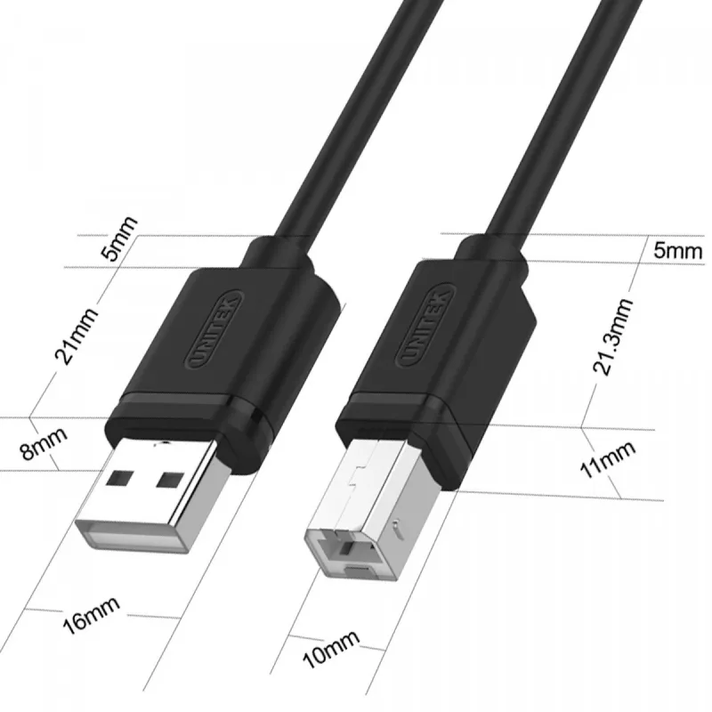 USB 2.0 kabelis Unitek Y-C420GBK, USB A uz USB B, 3 m, melns