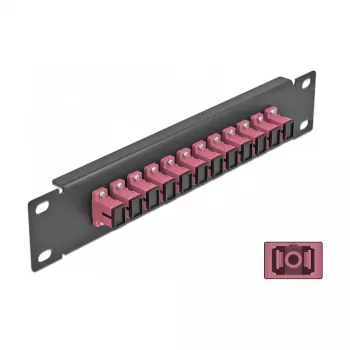 Fiber Optic Patch Panel DeLOCK 10 inch 12 Port SC Simplex Violet 1U Melns