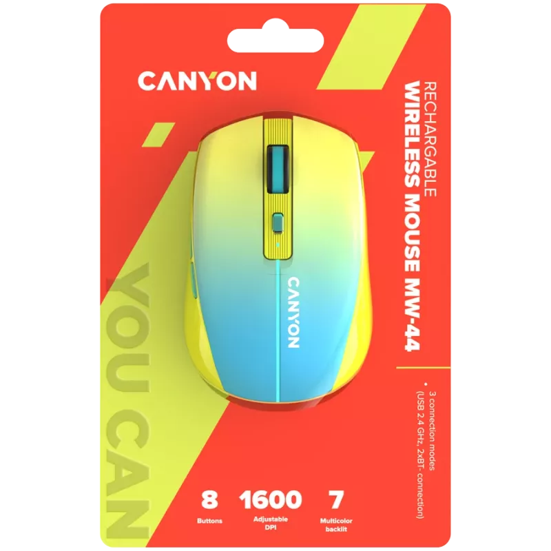 CANYON pele MW-44 bezvadu uzlādējama dzelteni zila