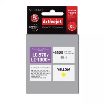 Activejet AB-1000YN tinte (aizstāj Brother LC1000/LC970Y; 36 ml; dzeltena)