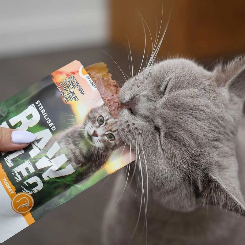 RAW PALEO Adult Cat Sterilised Turkey - mitrā kaķu barība - 100 g