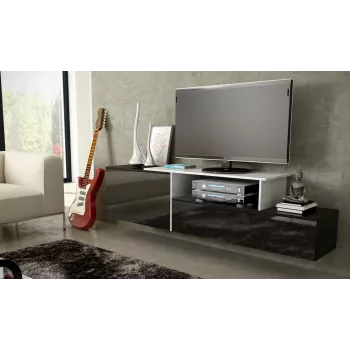 Cama TV skapis SIGMA 3 180 melns/melns glancēts + biały