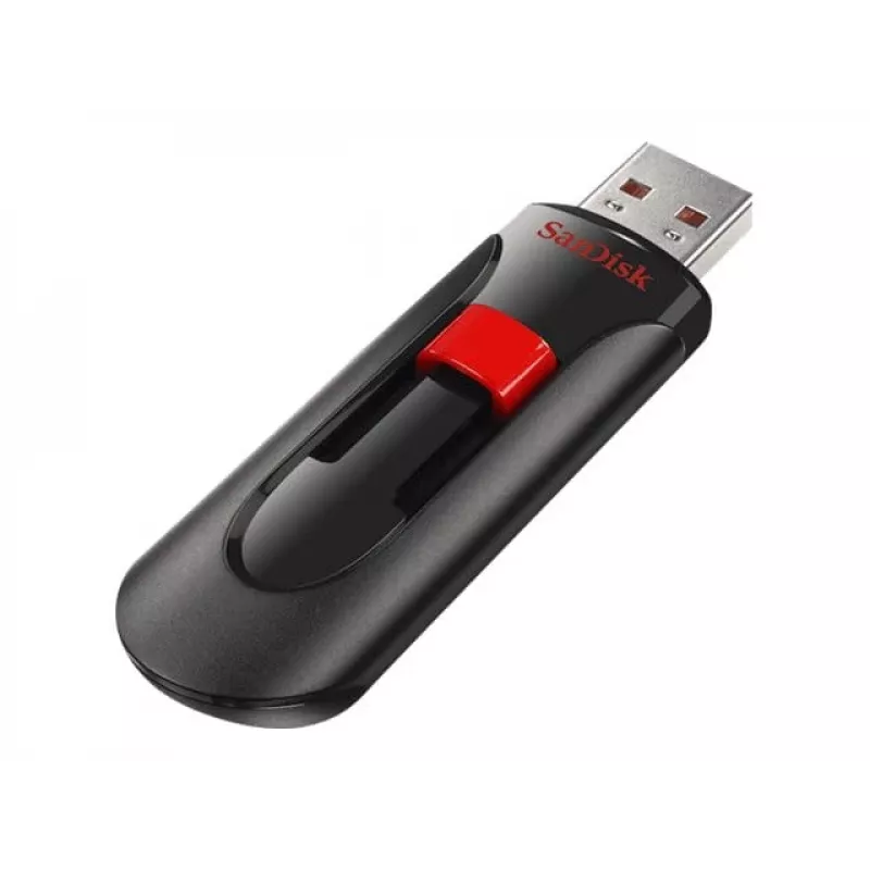 USB zibatmiņa SANDISK Cruzer Glide 32 GB USB Type-A 2.0, bīdāms dizains, paroles aizsardzība, melns/sarkans