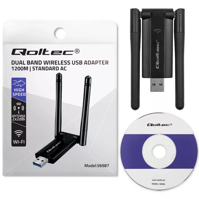 Ātrs bezvadu USB divu joslu Wi-Fi adapteris 2 X