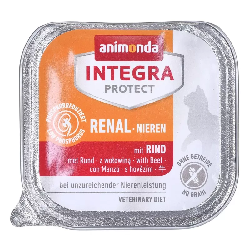 Mitrā kaķu barība animonda Integra Protect 100 g — cūkgaļa, pieaugušiem kaķiem, nieru atbalsts, paplāte