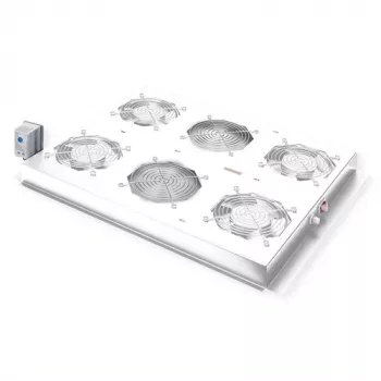 ROLINE 19 collu jumta montāžas ventilatoru bloks ar termostatu, 4 ventilatori, tērauda korpuss, pelēks
