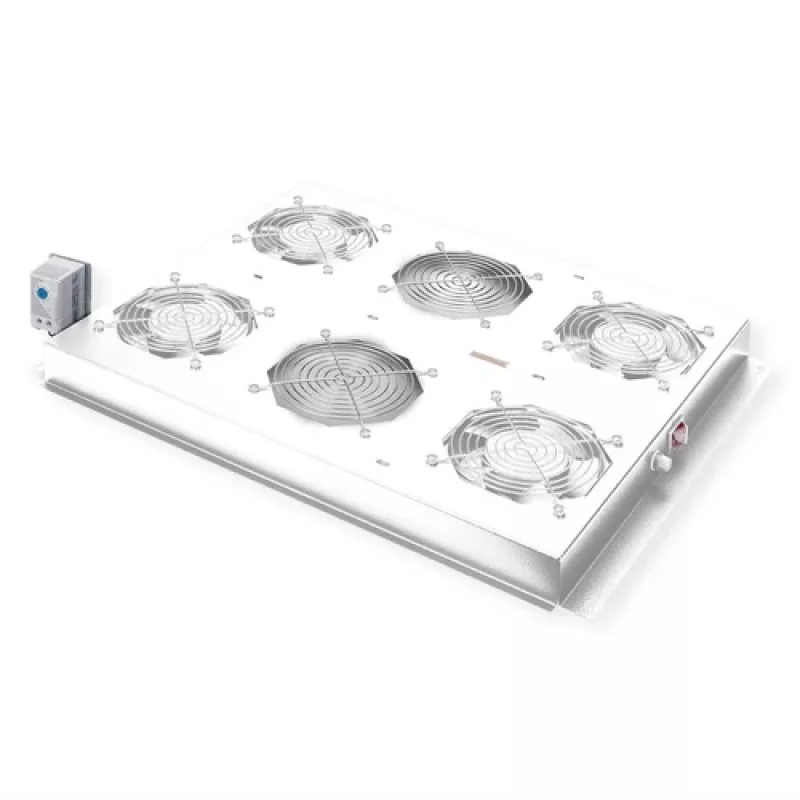 ROLINE 19 collu jumta montāžas ventilatoru bloks ar termostatu, 4 ventilatori, tērauda korpuss, pelēks
