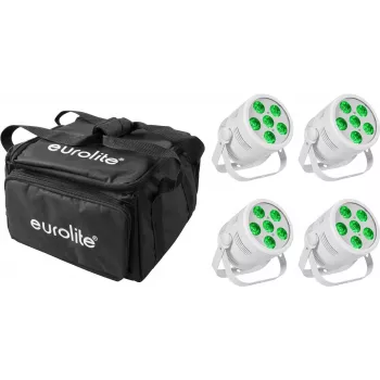 LED Par gaisma EUROLITE Silent Par 6 QCL Floor 4x ar mīksto somu – grīdas QCL LED par, 4 gab. komplekts
