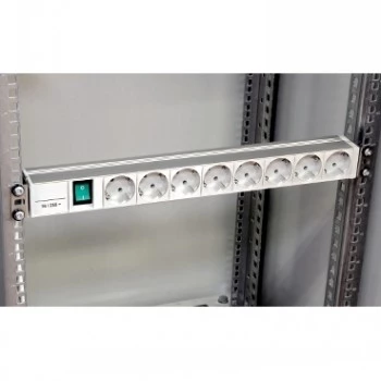 Elektrības sadales bloks Schneider Electric ACTASSI 1U, 19 collu statnei, 8 Schuko rozetes, VDE, ar slēdzi