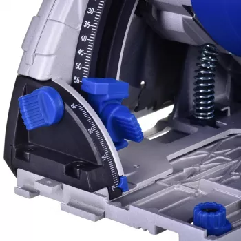 Riņķveida zāģis Scheppach PL55, 1200 W, 230 V, asmens Ø160 mm, 24T, griešanas dziļums 49,5 mm (90°), slīpuma regulēšana, koks
