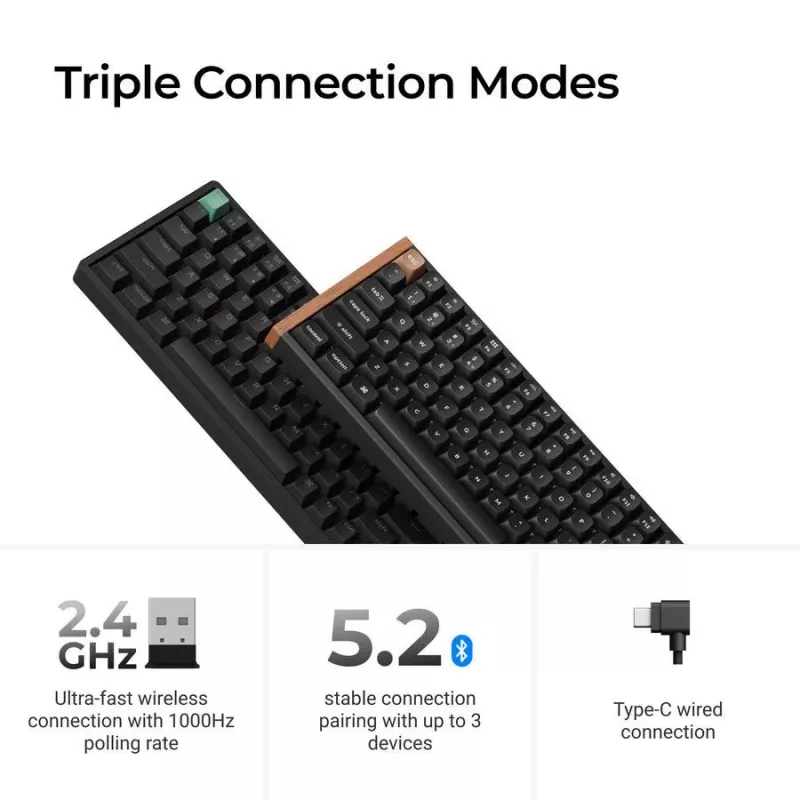 Mehāniskā tastatūra Keychron K4 HE ar Gateron Double‑Rail Magnetic Nebula slēdžiem, bezvadu, melna, US izkārtojums