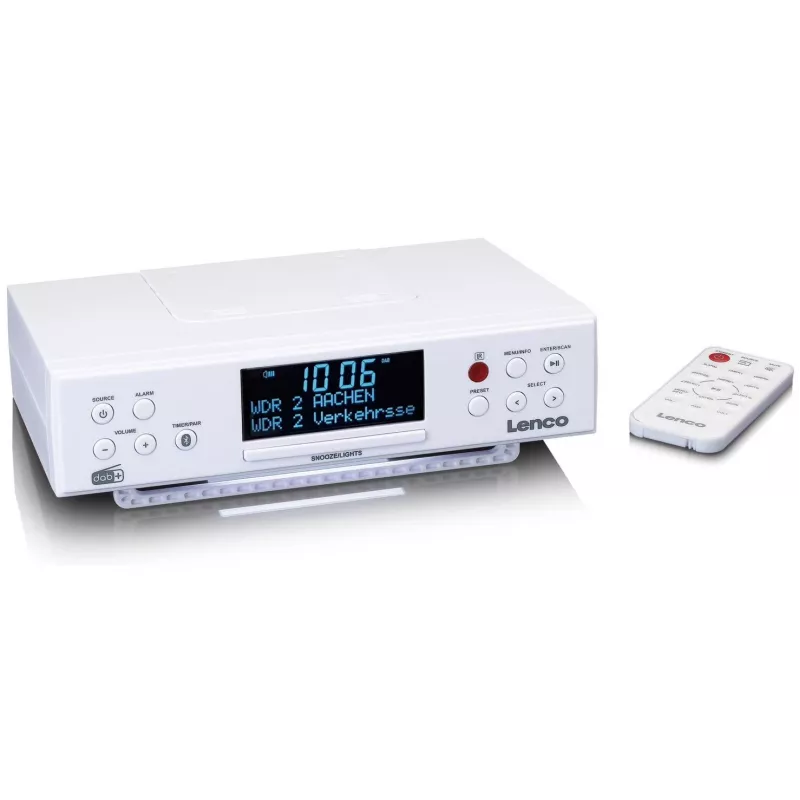 Lenco KCR-190WH zem skapīša montējams virtuves radio ar PLL FM, DAB+ un Bluetooth, balts