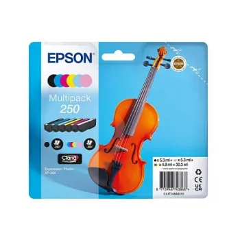 Epson 250 Violin Claria Photo HD tintes kasetne 6 gab. Oriģināla Melna, Ciāna, Gaiši ciāna, Gaiši fuksīna, Fuksīna, Balta