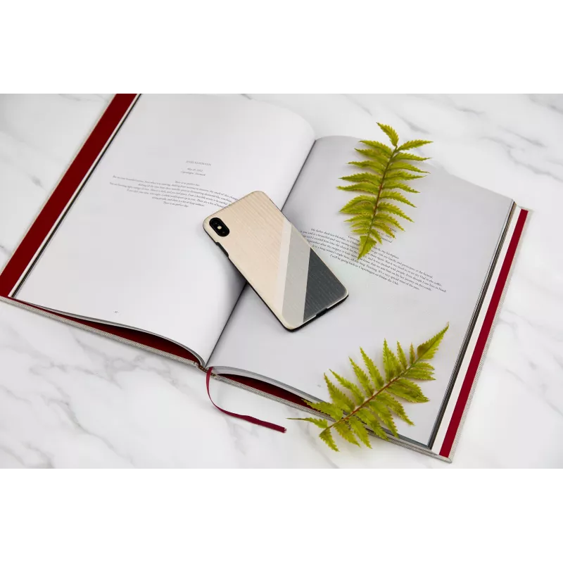 Telefona maciņš man and wood iPhone XS Max — pelēks uzvalks, melns