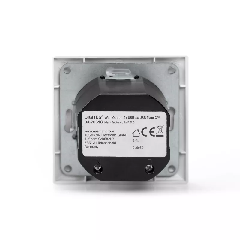 DIGITUS DA-70618 - USB izvade - USB, USB Type C - 2 USB porti, 1 USB-C ligzda - 3,1 A - RAL 9003, signālbaltā krāsā