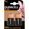 Duracell Plus 9V (MN1604) baterija — 2 gab. iepakojumā, kopējais svars 0,102 kg